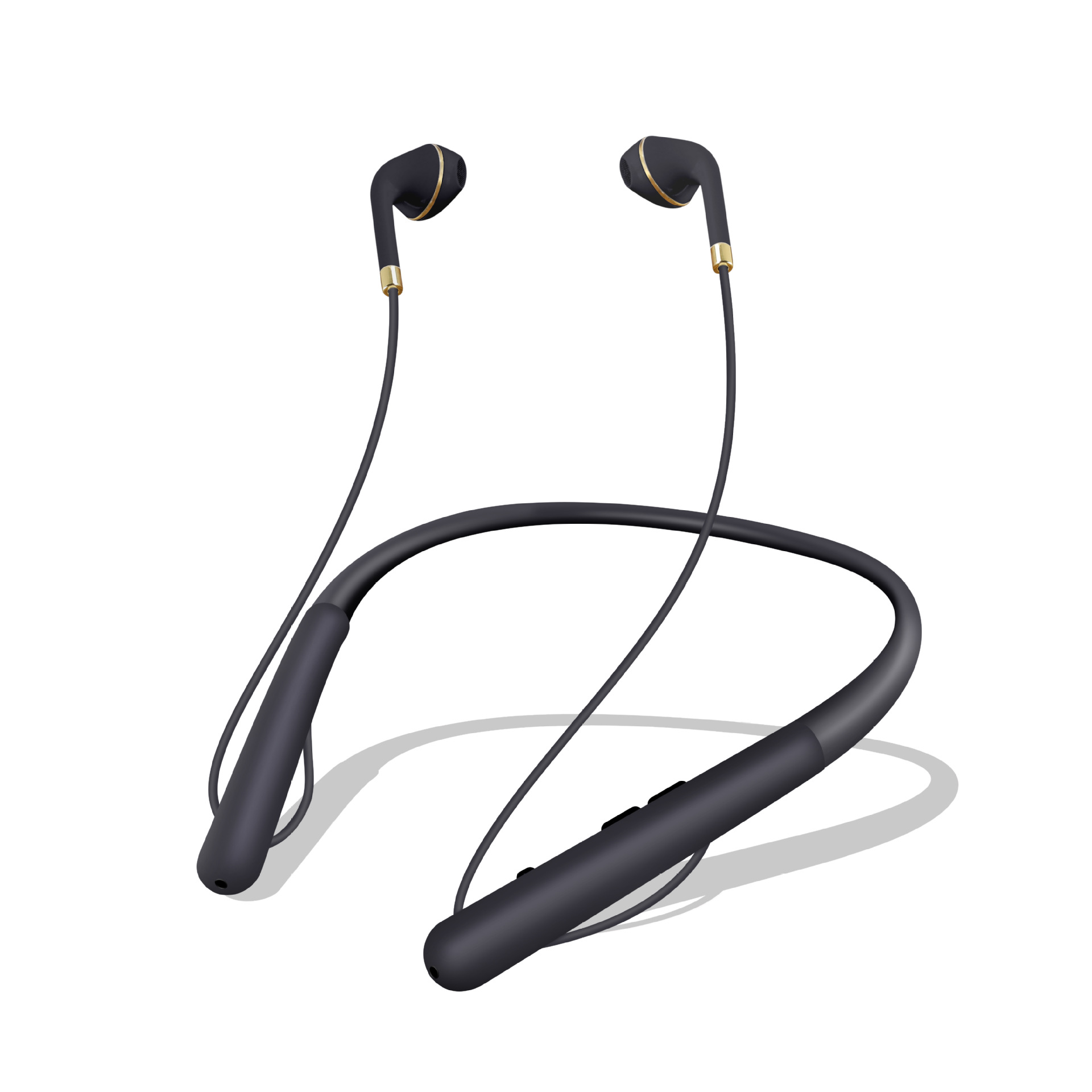Slim Over the Neck Bluetooth Earphone Earbud with MicroSD MUSIC Slot TF200 (Black)